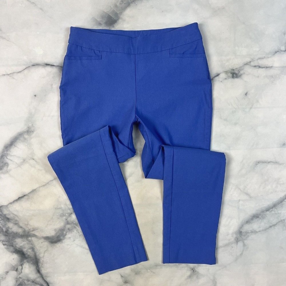 Chicos Pull On Crop Pants Size 00R = 2 Slimming Blue Purple Slim Leg 570254980